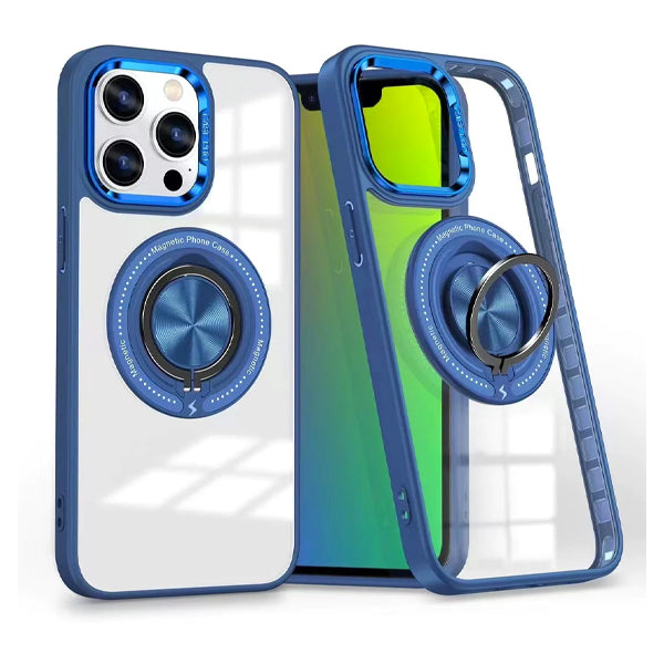 Phonix iPhone 15 Series Clear Armor Hard Case With Metal Mens Protection