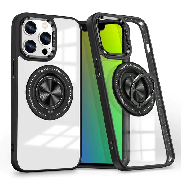 Phonix iPhone 15 Series Clear Armor Hard Case With Metal Mens Protection