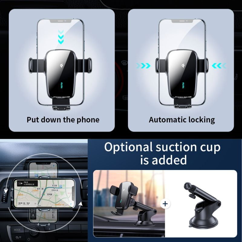 Totu Thunder Series [CACW-054] Automatic Alignment Wireless Charging Car Mount Holder for Air Vent or Window / Dashboard