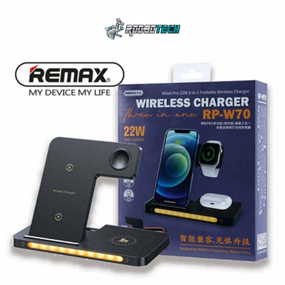 Remax [RP-W70] High Power 3 in 1 Foldable Wireless Charger, 22W