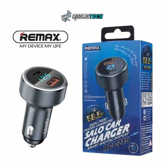 Remax [RCC-215] Dual Ports Car Charger, 58.5W USB-A (QC) + USB-C (PD)
